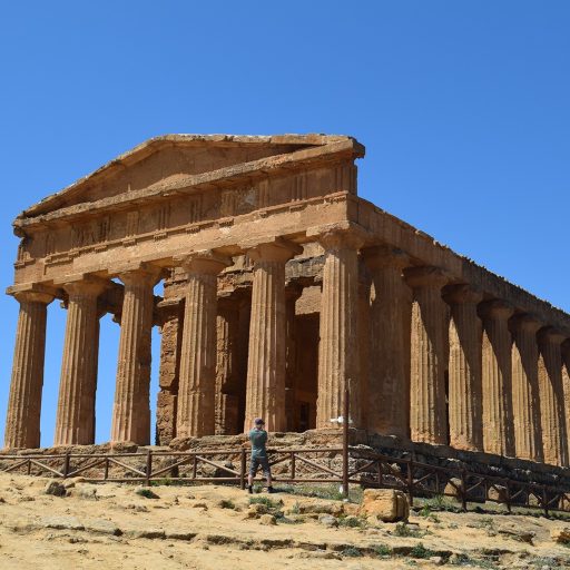wide shot of ancient Greek temple at Agrigento in Sicily