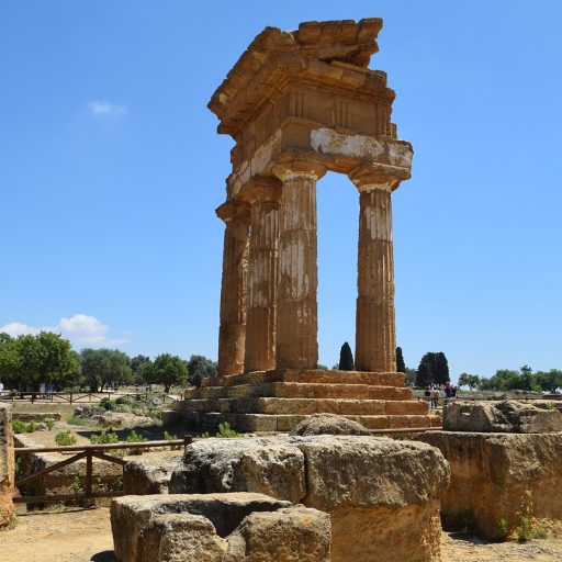 Ancient Greek temple of Castor and Pollux at Agrigento in Sicily