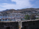 View of the grand harbour and surrounding hills from Bodrum Castle