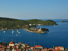 Vis harbour with a view of the Franciscan Monastery
