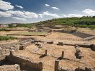 A view over the southern Agora from the so-called Public Office of about 250-225 BC to the Ekklesiasterion. Beyond is the Theatre.