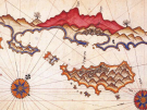 16th-century Ottoman portolan chart of Kekova Island in Turkey from the Book of Navigation by cartographer Piri Reis.