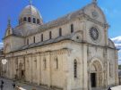 Wide shot of the Gothic-Renaissance Cathedral of St James in Šibenik, Croatia