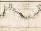 Antique 1817 hydrographic chart titled South Coast of Asia Minor Commonly Called Karamania by Captain Francis Beaufort showing the Mediterranean coastline.