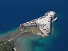 Aerial view of the triangular sea fortress of St Nicholas near Šibenik’s harbour in Croatia