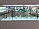 Exhibition case with Roman glass vessels in the Museum of Ancient Glass in Zadar, Croatia