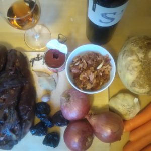 Step 3: all the ingredients, including marinaded beef.